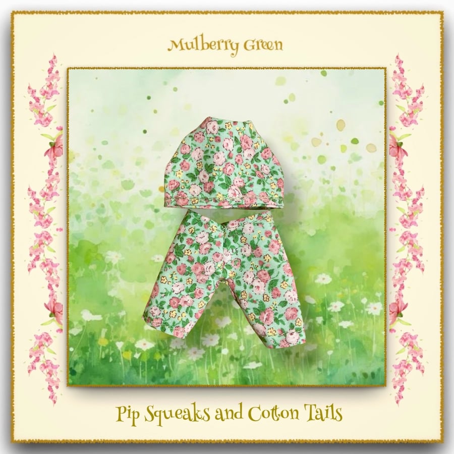Pip Squeak or Cotton Tails Green Flowered Pyjamas