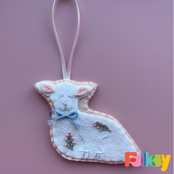 Easter Lamb Decoration - Pale Pink