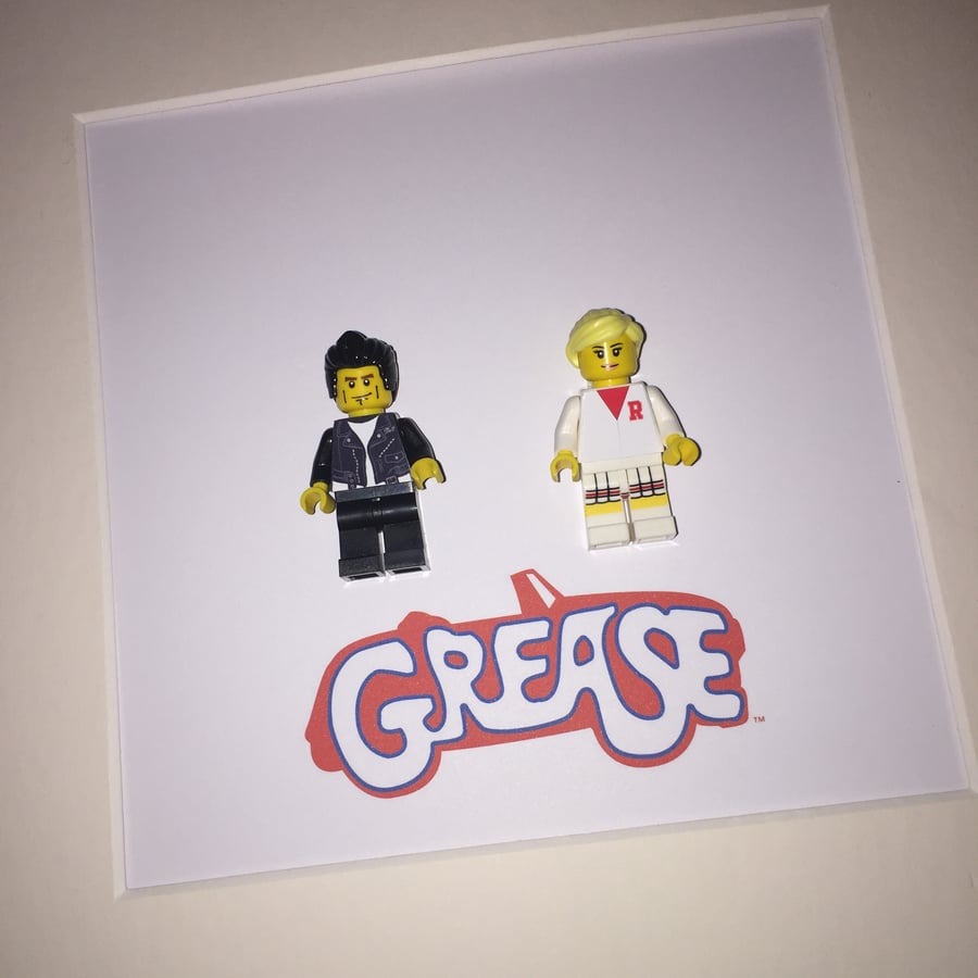 GREASE - DANNY AND SANDY - Framed custom Lego minifigures 