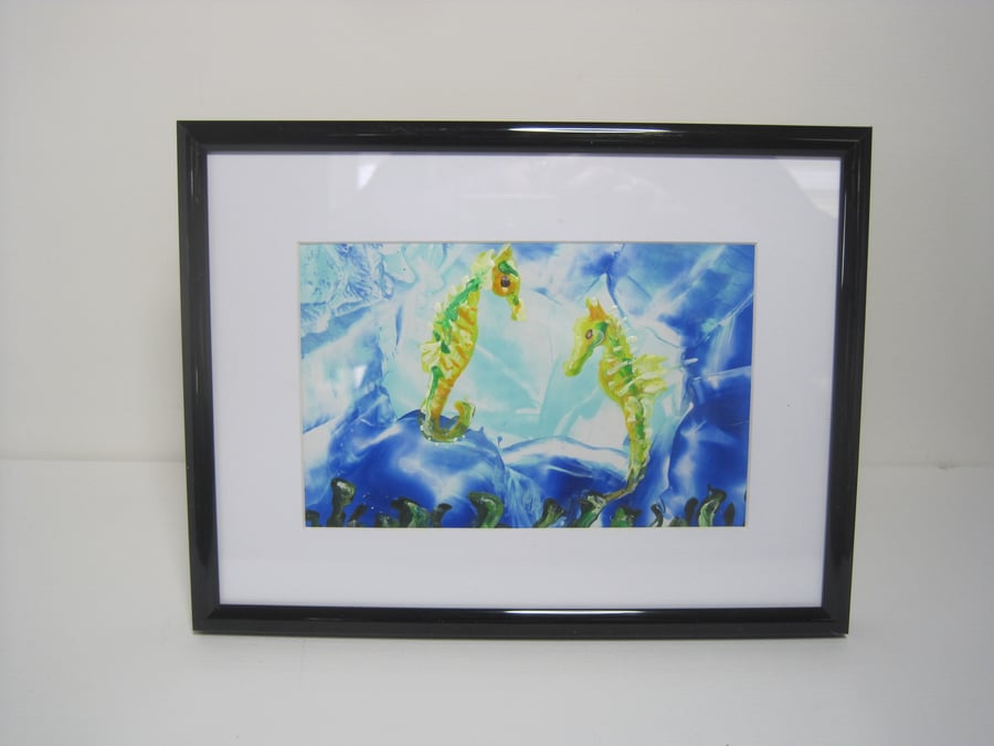 Encaustic Art Painting Seahorses Original Art SALE