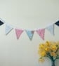 Pink Red and Blue Cotton Mini Bunting - Image 2