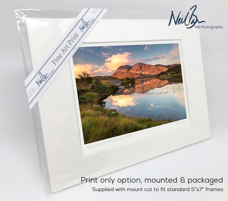 Arkle & Loch Stack, Sutherland, Scotland - A6 (7" x 5") Unframed Print