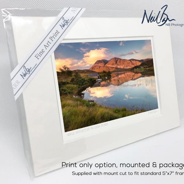 Arkle & Loch Stack, Sutherland, Scotland - A6 (7" x 5") Unframed Print