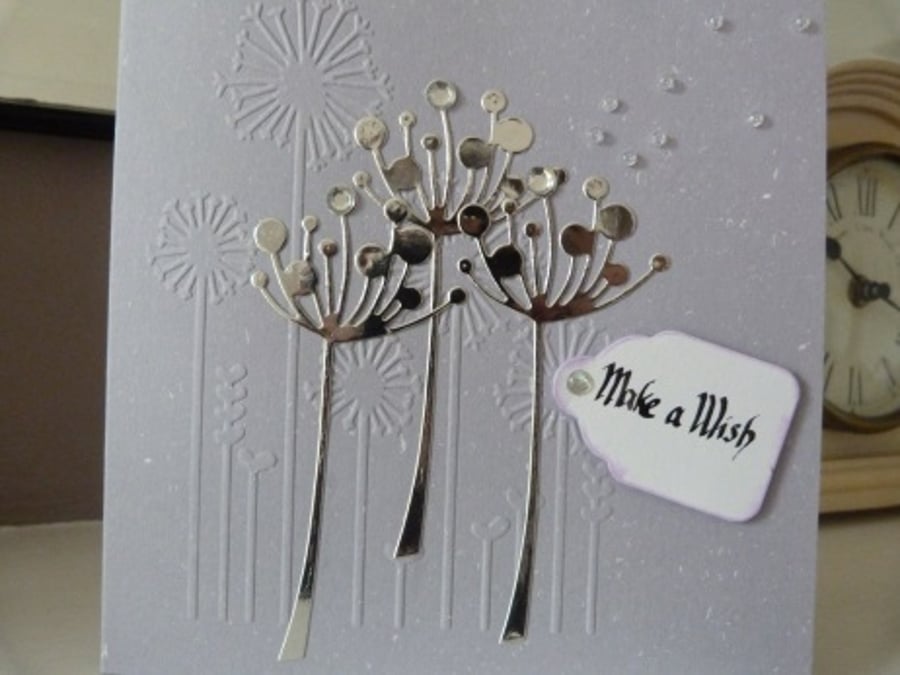 Pale Grey Make A Wish Birthday Card