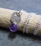 Amethyst and sterling silver necklace pendant, daisy design flower jewellery
