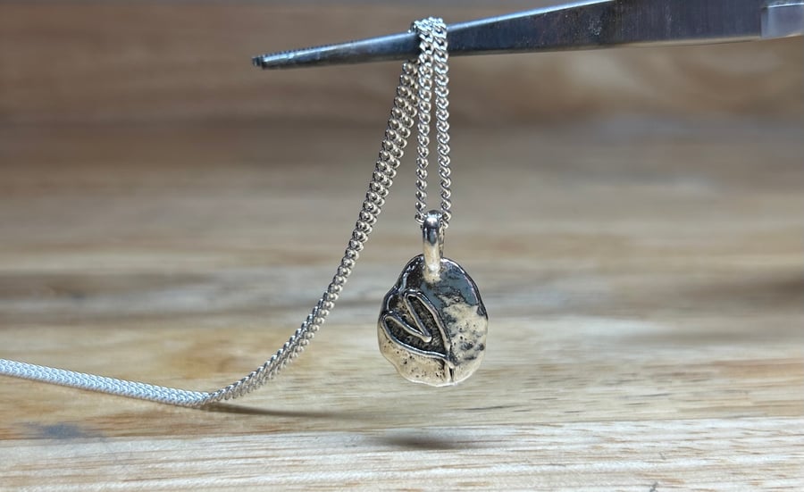 Handmade Unique Heart Detail Perfectly Imperfect Sterling Silver Pendant & Chain