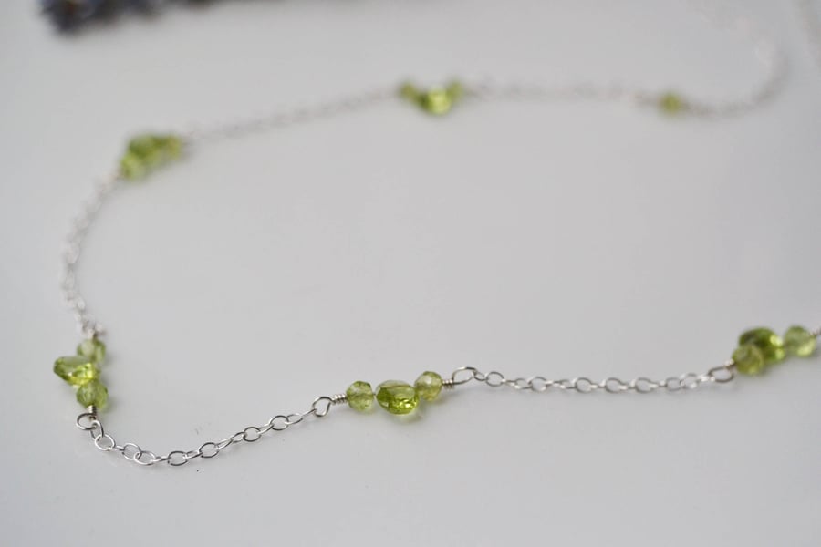 Peridot and sterling silver necklace