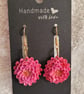 Handmade Polymer Clay Large Pink Flower Earrings.  316 Surgical Stainless Steel