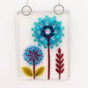 Fused Glass Double Blue Flower Hanging - Handmade Glass Suncatcher
