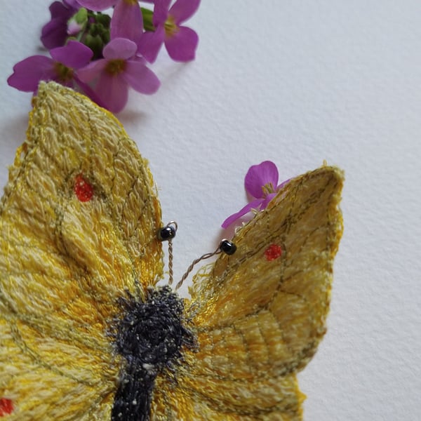 Brimstone Yellow Butterfly Embroidered Brooch
