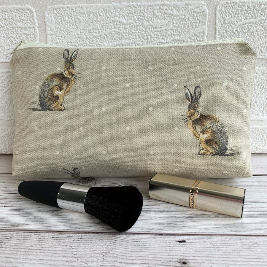 Hare make up bag, cosmetic bag or pencil case