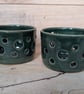 Holes tealight holder - dark green