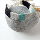 Woven Bracelet in Black, Silver, Turquoise and Cream