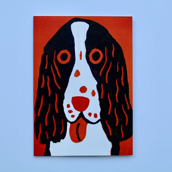 ORANGE SPANIEL GREETINGS CARD-SINGLE (BLANK)