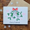 Mistletoe Christmas Card, Merry Kissmas! Husband Christmas card, Wife Christmas