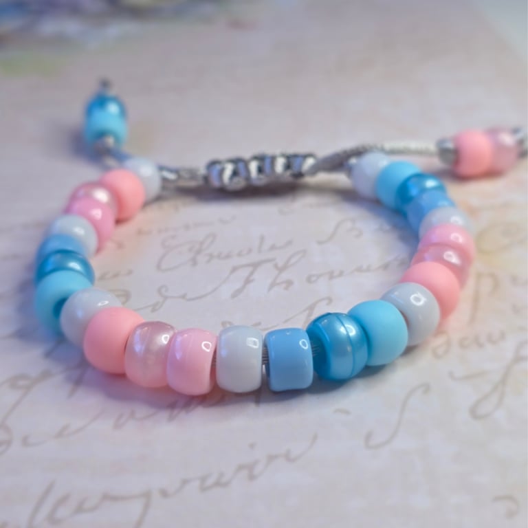 Transgender Pride Beaded Bracelet