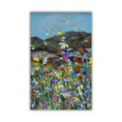 A mounted acrylic painting - Scottish landscape - wildflowers