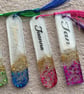 Personalised name resin gold leaf bookmark page holder  - Image 1