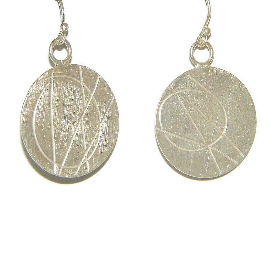 Handmade sterling silver disc earrings