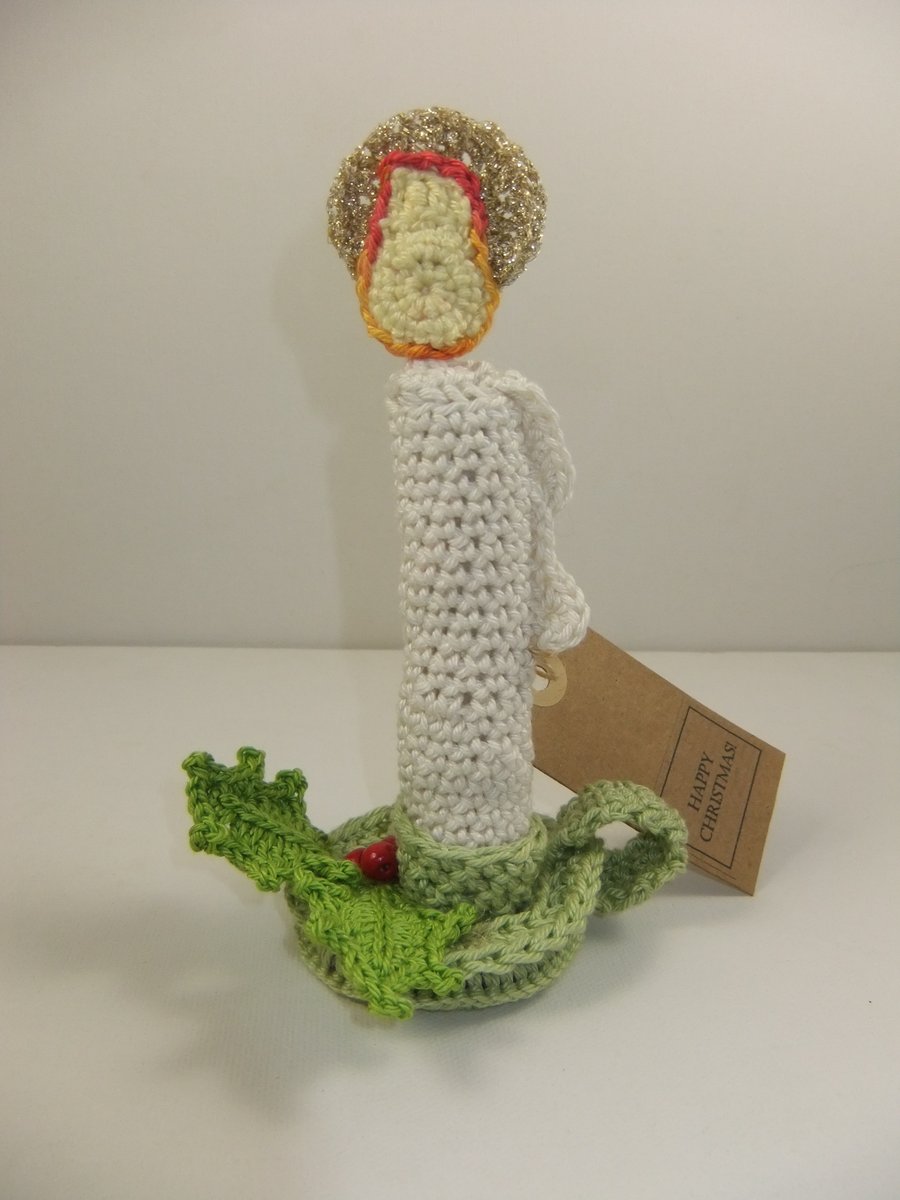 Crochet Christmas Candle and Holder