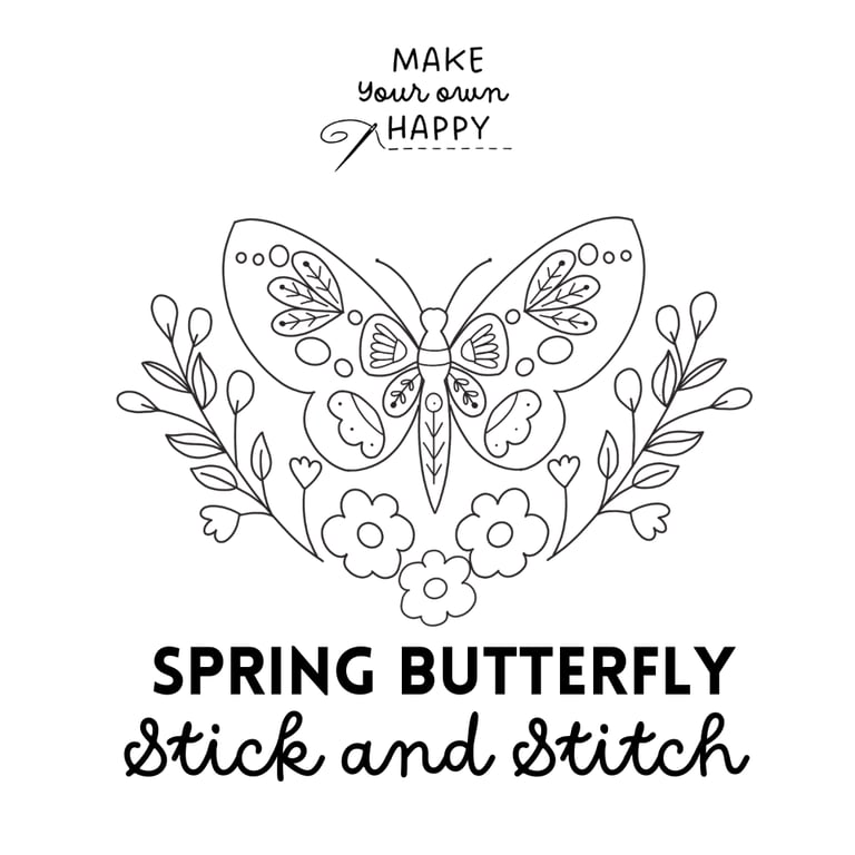 Spring Butterfly Stick & Stitch (Dissolvable Pattern for Embroidery)