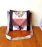 Patchwork shoulder bag in brown, cream and terracotta. Handsewn patchwork  - Image 1