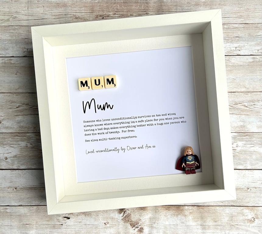 Mum Mother Scrabble Minifigures Frame Personalised 