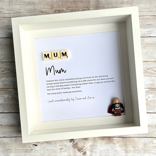 Mum Mother Scrabble Minifigures Frame Personalised 