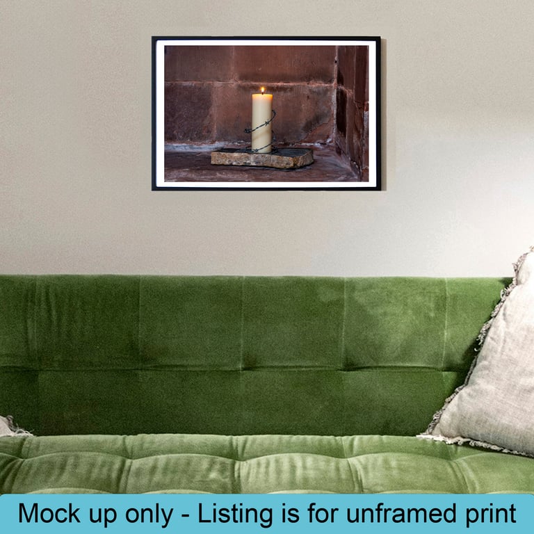 Candle in barbed wire print