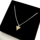 Initial Heart charm necklace, Silver heart necklace with stamped initial