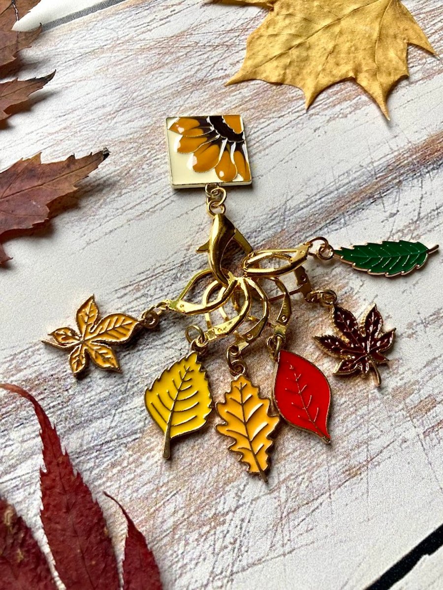Stitch markers for crochet & knitting autumn leaves