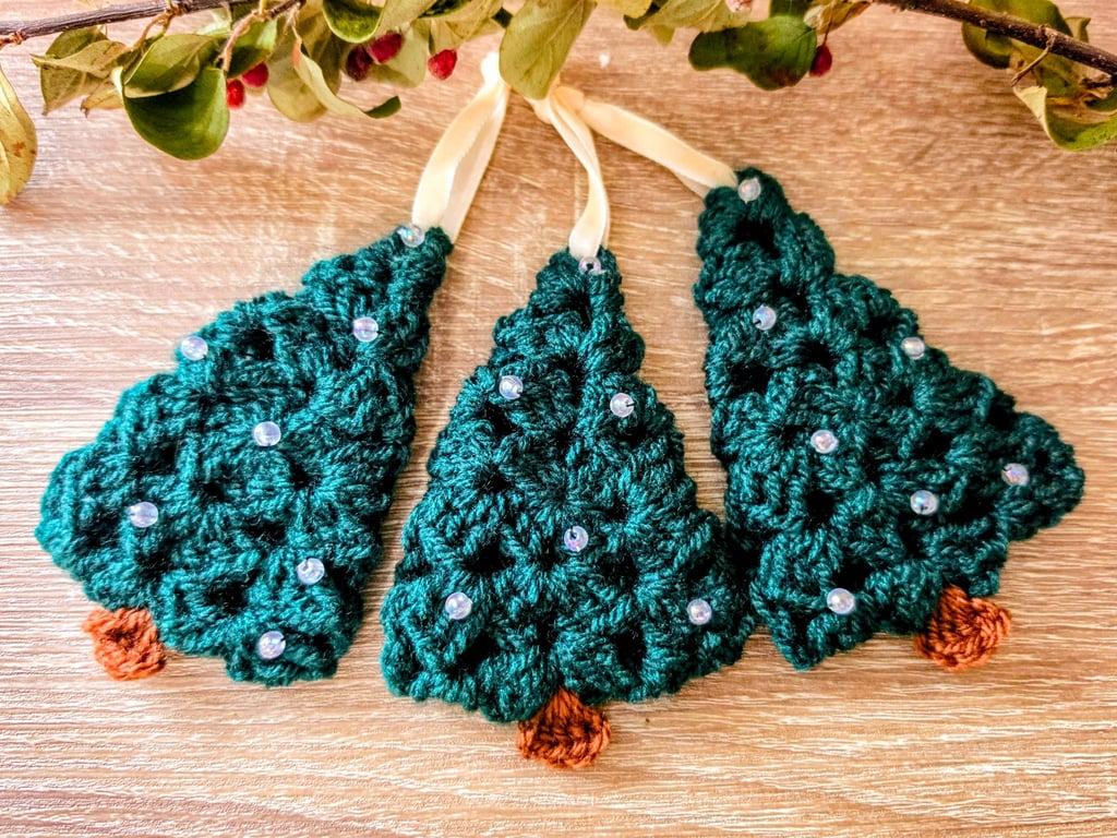 Crochet Granny Square Christmas Trees – Set of 3