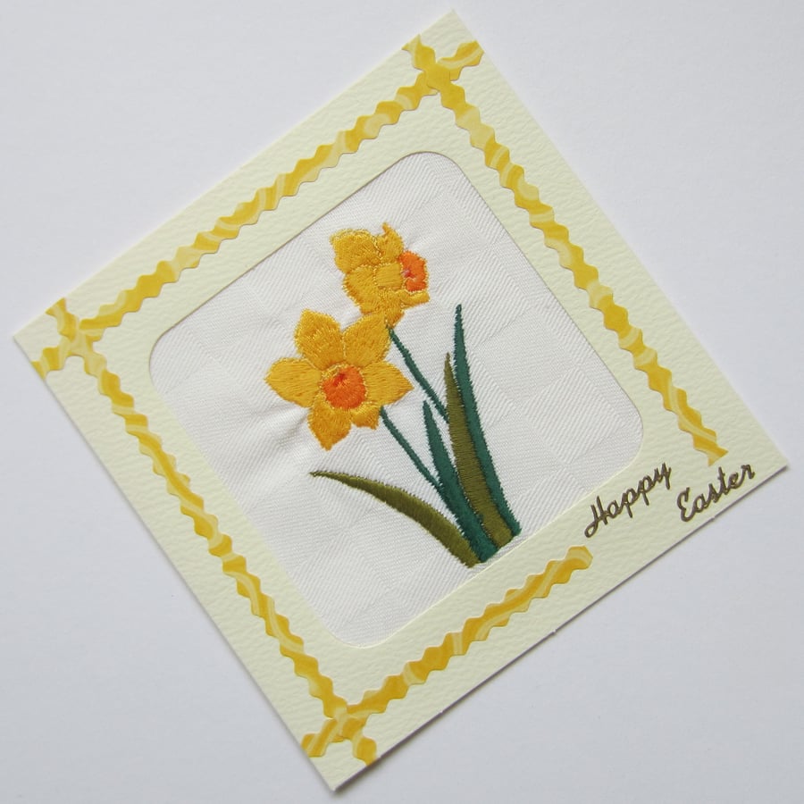 Embroidered Easter Daffodil Card
