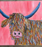 Colourful highland cow. Original acrylic paint 20" x 16"