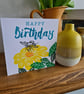 Bee theme birthday card handprinted