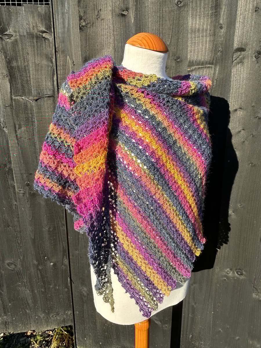 Asymmetrical lace sock wool rich yarn shawl wrap scarf