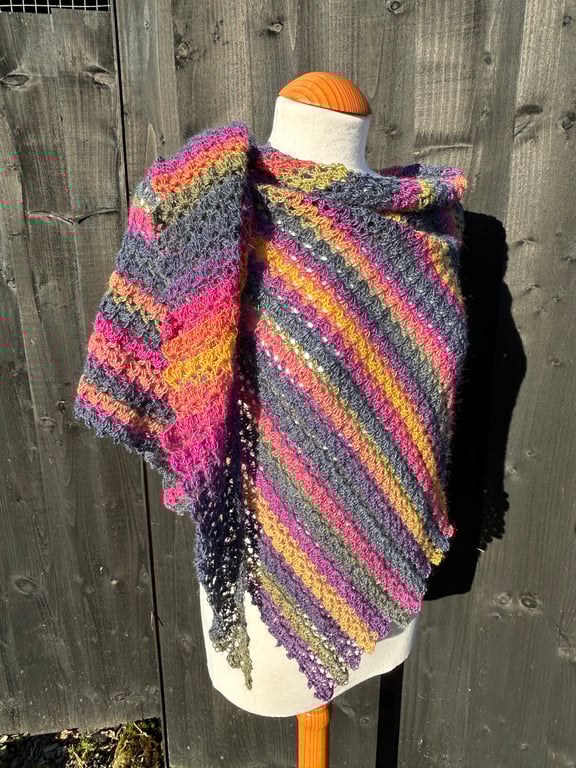 Asymmetrical lace sock wool rich yarn shawl wrap scarf