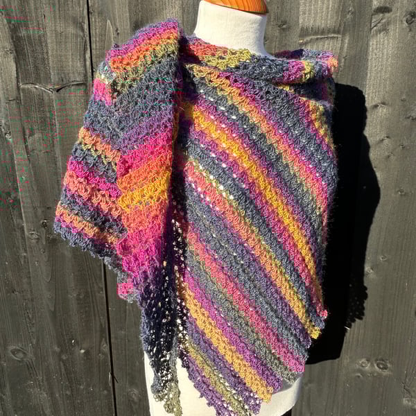 Asymmetrical lace sock wool rich yarn shawl wrap scarf