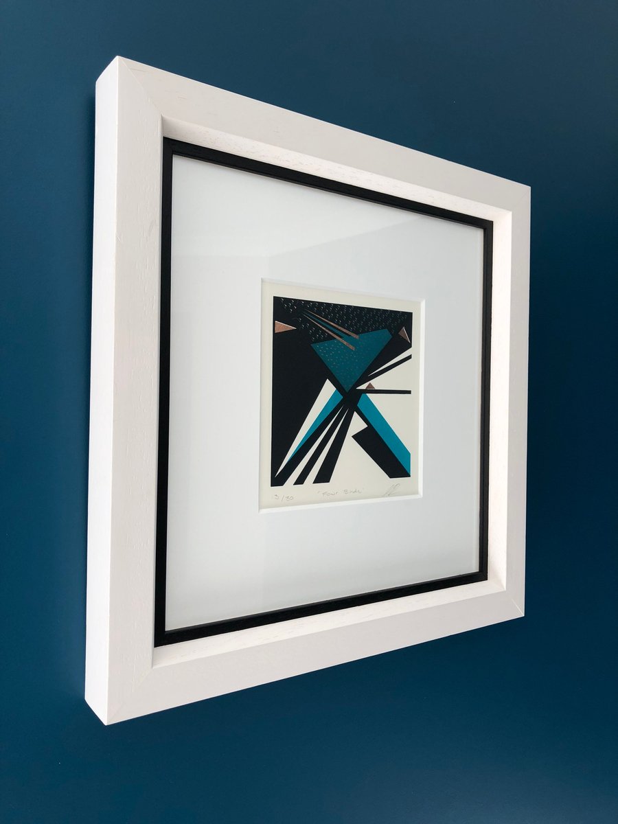 Four Birds Screen Print with copper leaf