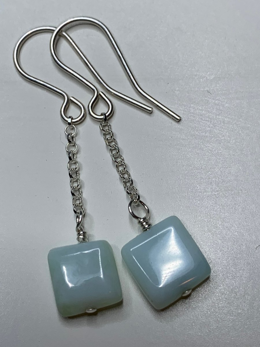 Beautiful Blue Opal Gemstone and sterling silver earrings FREE UK POSTAGE