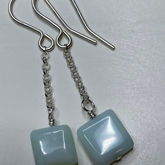 Beautiful Blue Opal Gemstone and sterling silver earrings FREE UK POSTAGE