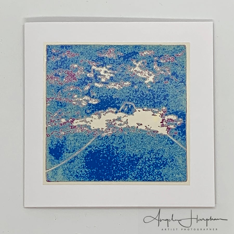  Blank Square Art Card - Mount Fuji Japan with Clouds