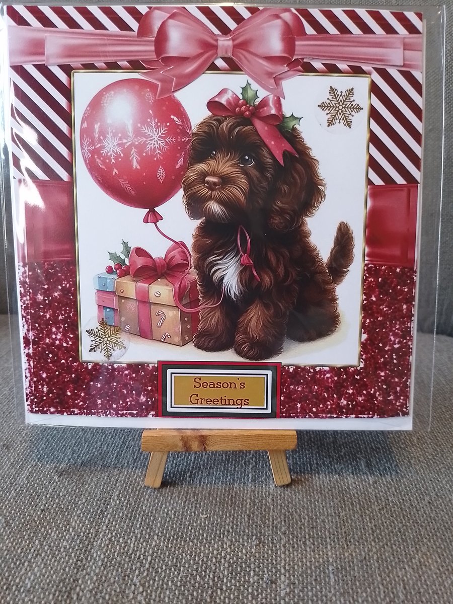 Christmas Dog Celebrating Festive Card