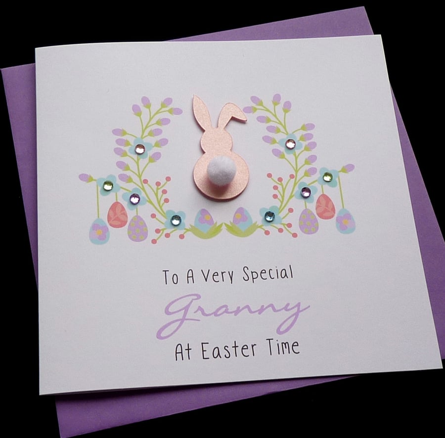 Handmade Personalised Easter Bunny Design Card