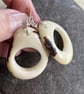 Handmade dangle white hoop tagua nut  earrings