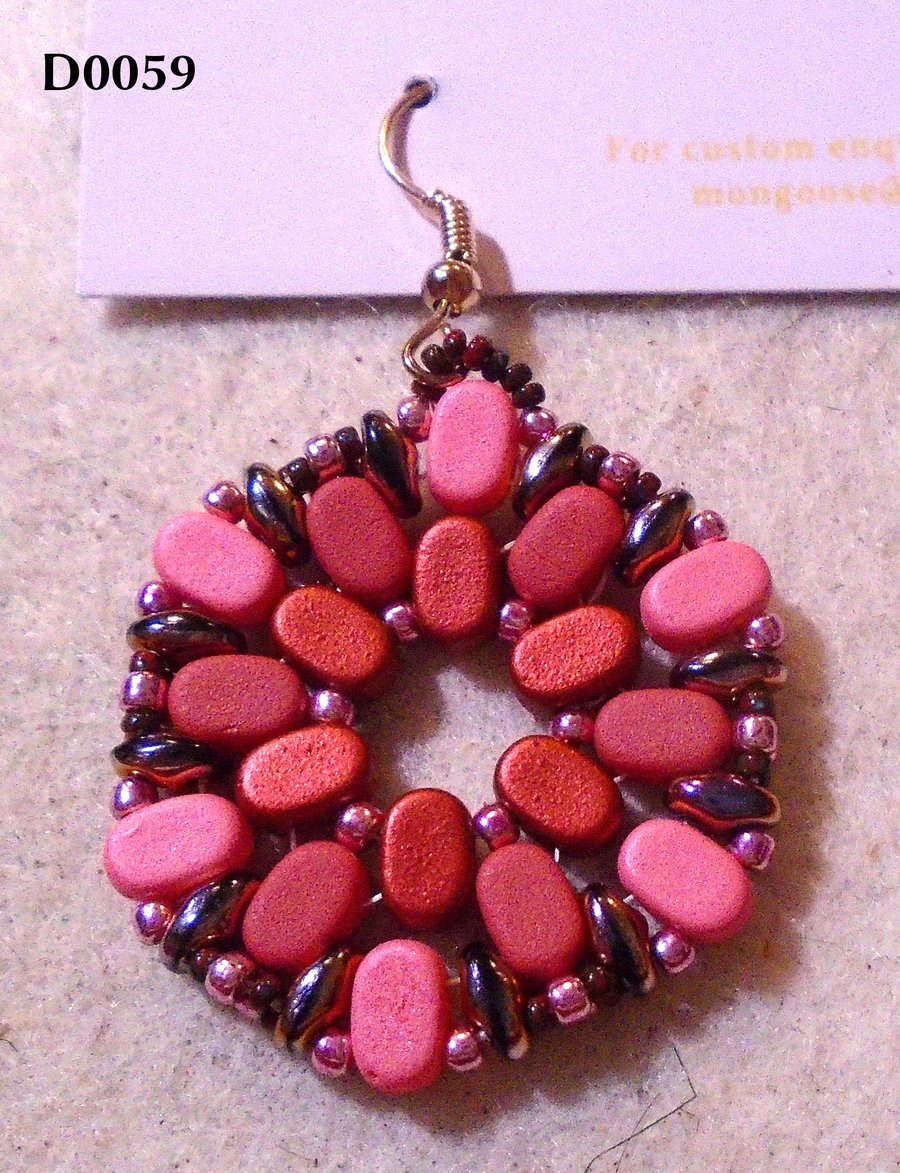 Hexagonal bead earrings (customisable)