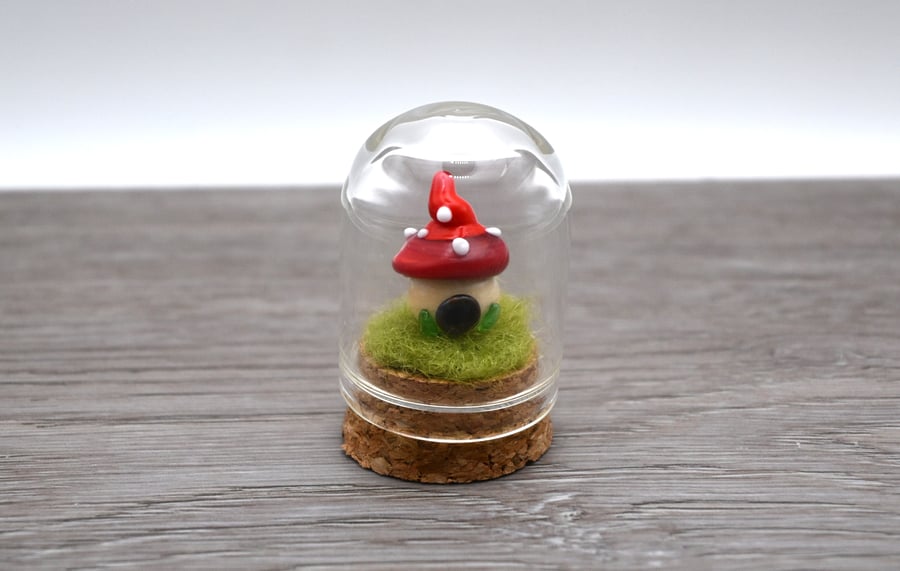 small glass toadstool fairy house keepsake figure