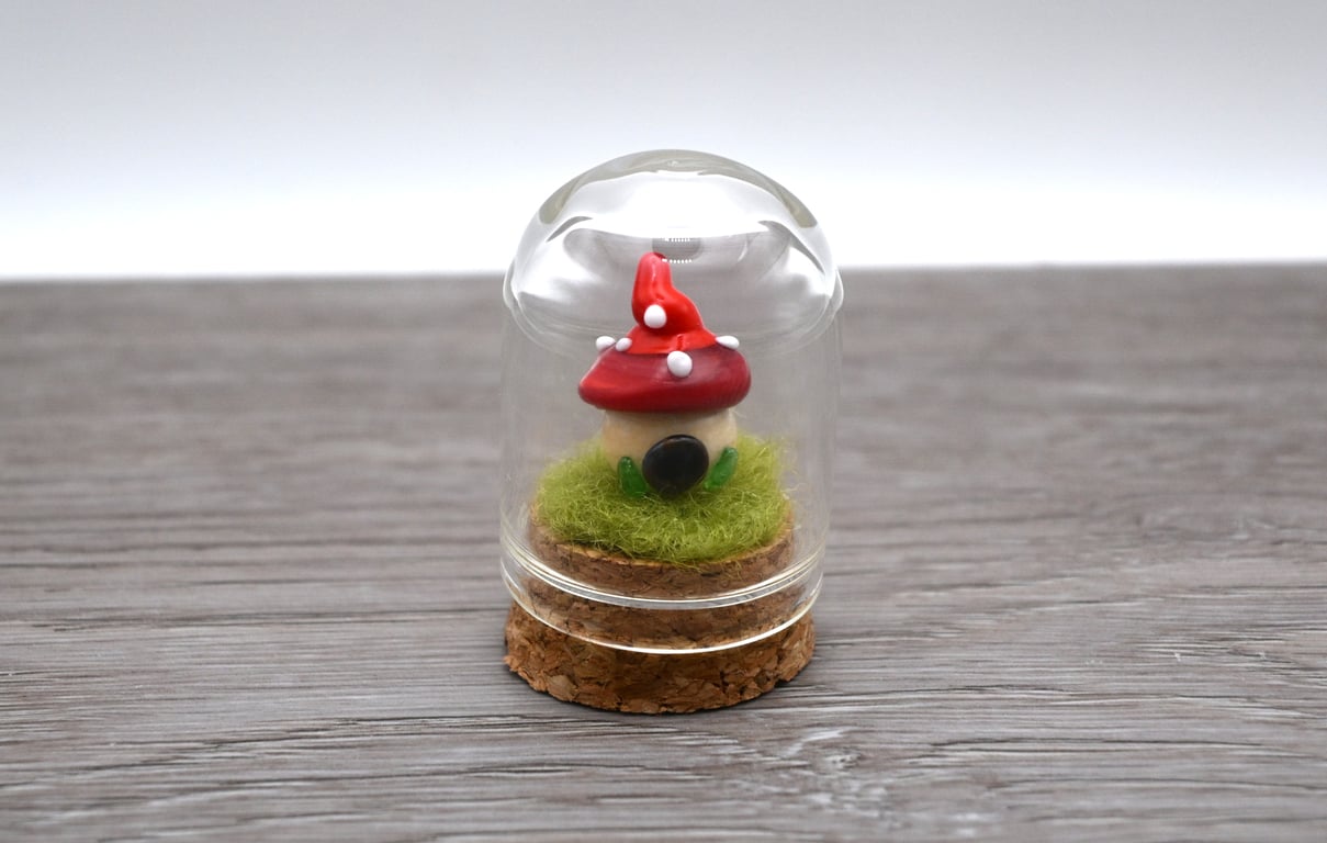 small glass toadstool fairy house keepsake figure
