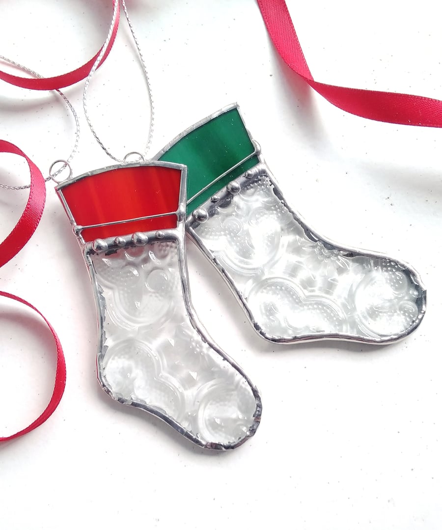 Stained Glass Christmas Decoration - Stocking