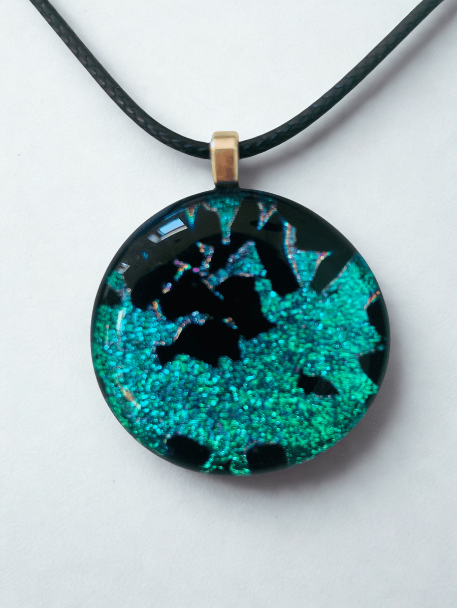 Blue Fused Glass Dichroic Pendant